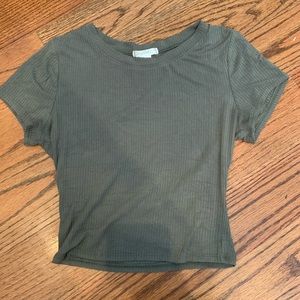 Casual Dark Green Crop Top